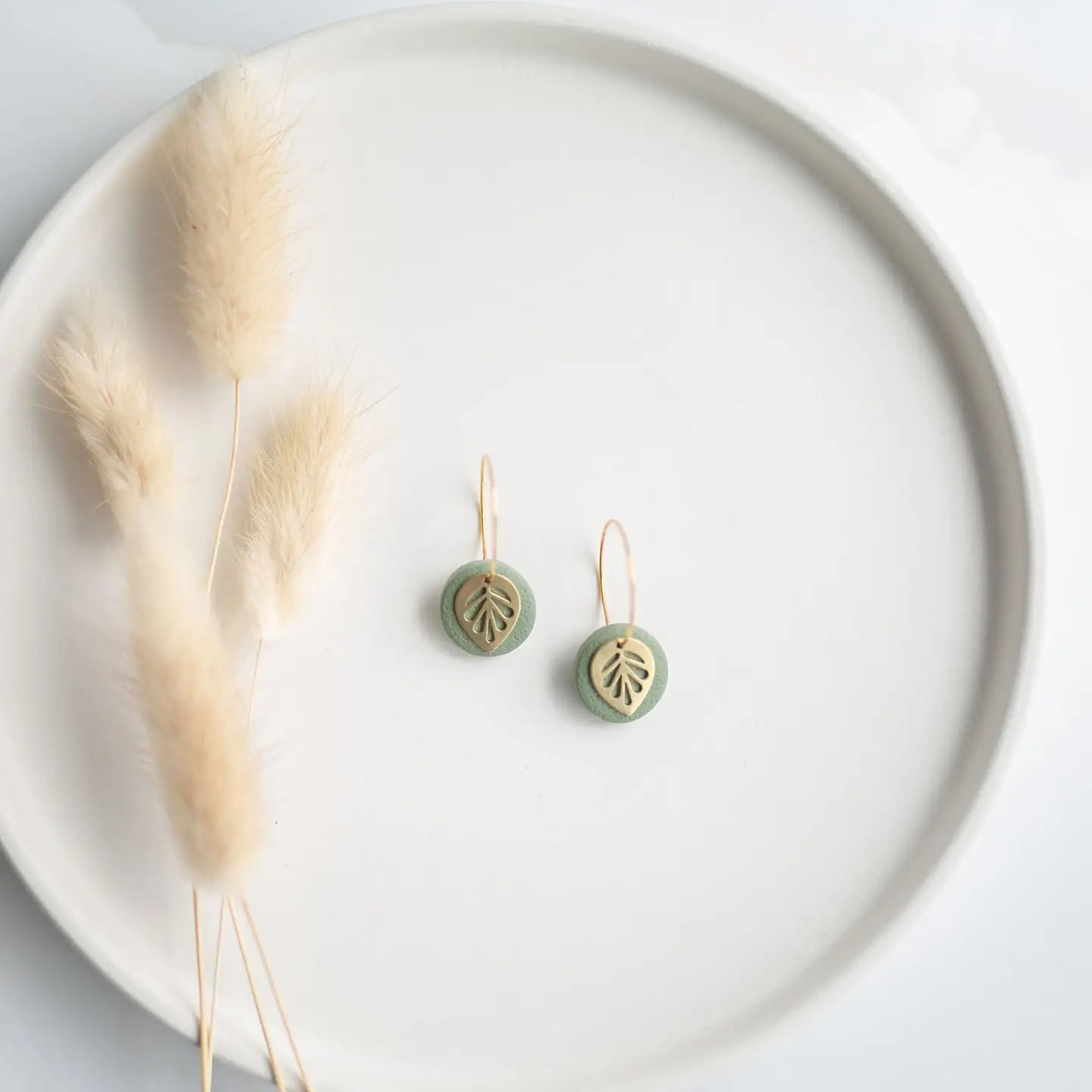 Clay Earrings-Sage Green