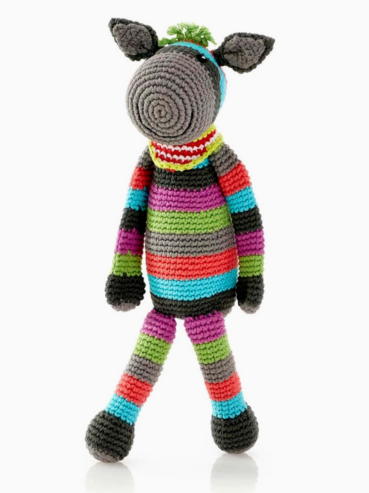 Plush Stripey Donkey Rattle
