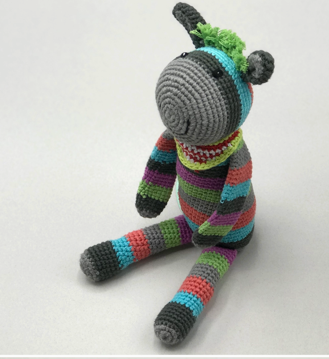 Plush Stripey Donkey Rattle
