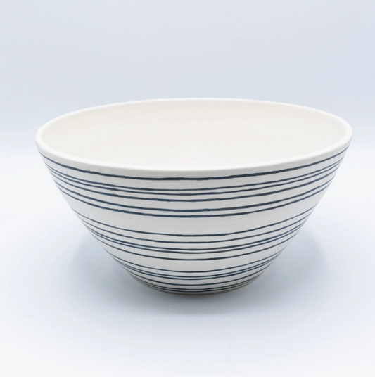 Bowl-White w/ Blue Lines