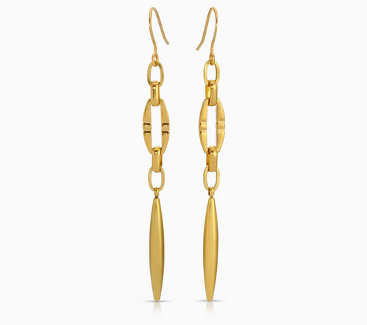 Textured Chain and Point Dangle Earrings