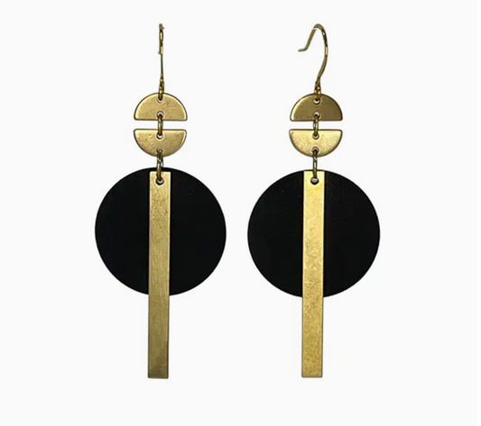 Two-Tone Brass Geo Earrings