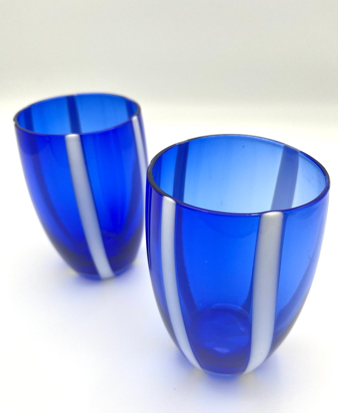 Glass Tumbler-Blue/Striped